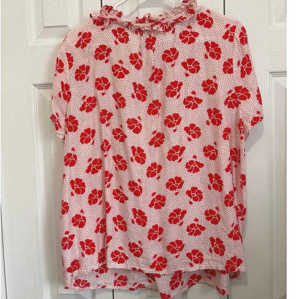 Boden Silk Blend Ruffled Floral Keyhole Lightweight Blouse Size 16 - Picture 6 of 9